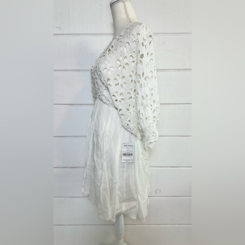 NWT Free People Bella Note Eyelet Mini Dress White Sz Small Retails $128 - Picture 10 of 15